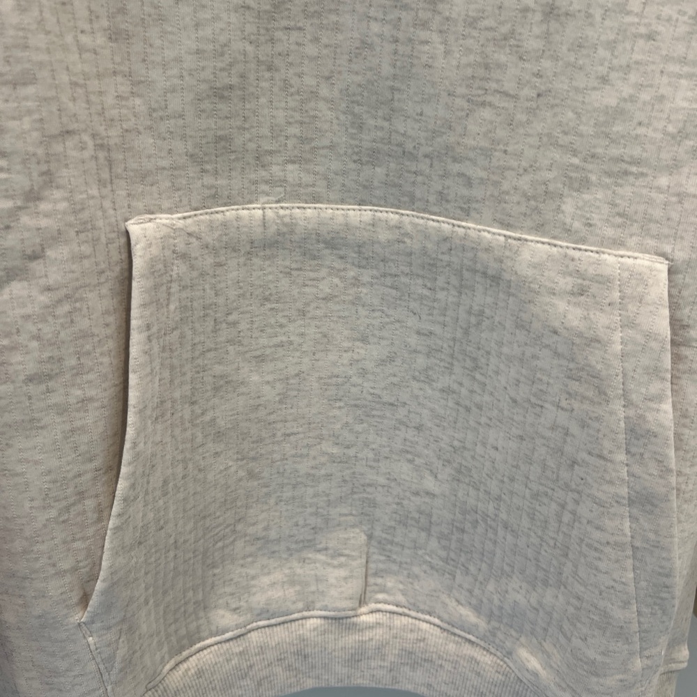 H&M Boys White Melange Ribbed Hoodie Cotton Sweatshirt Size 12/14 NWT - Picture 4 of 8